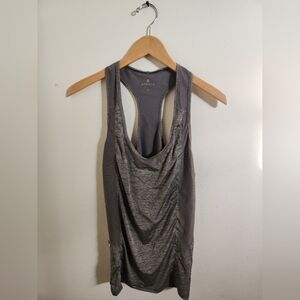 Athleta Women's Racerback‎ Tank Top Back Pocket Mesh Detail Gray Large